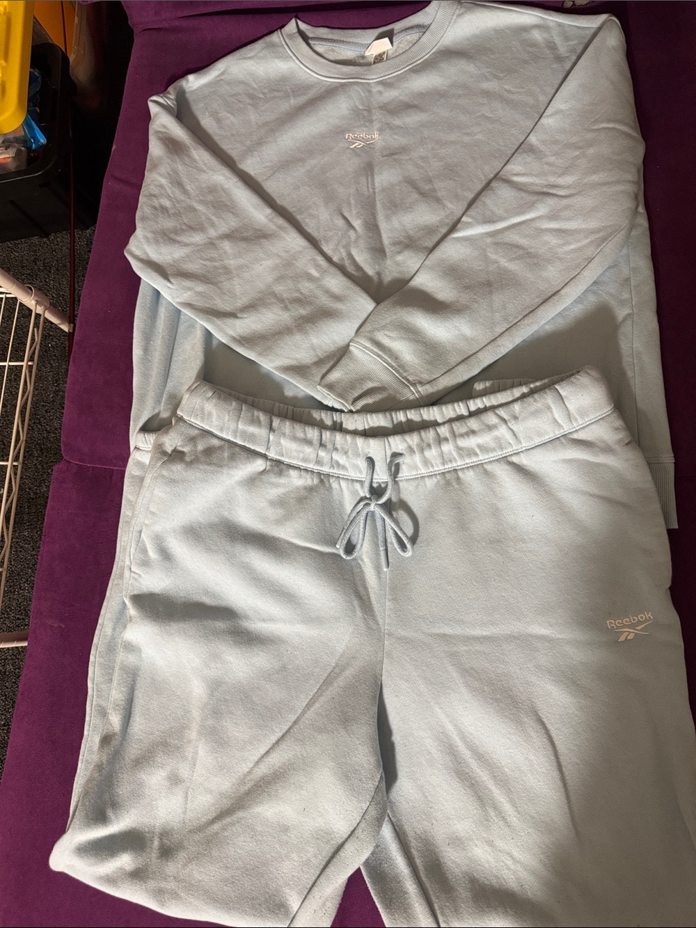 Reebok Pale Blue Crewneck Sweatshirt and Jogger Set